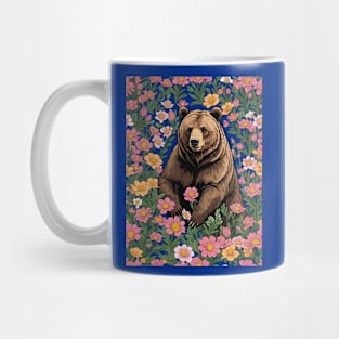 A Montana Bear Surrounded By Bitterroot Flowers Mug